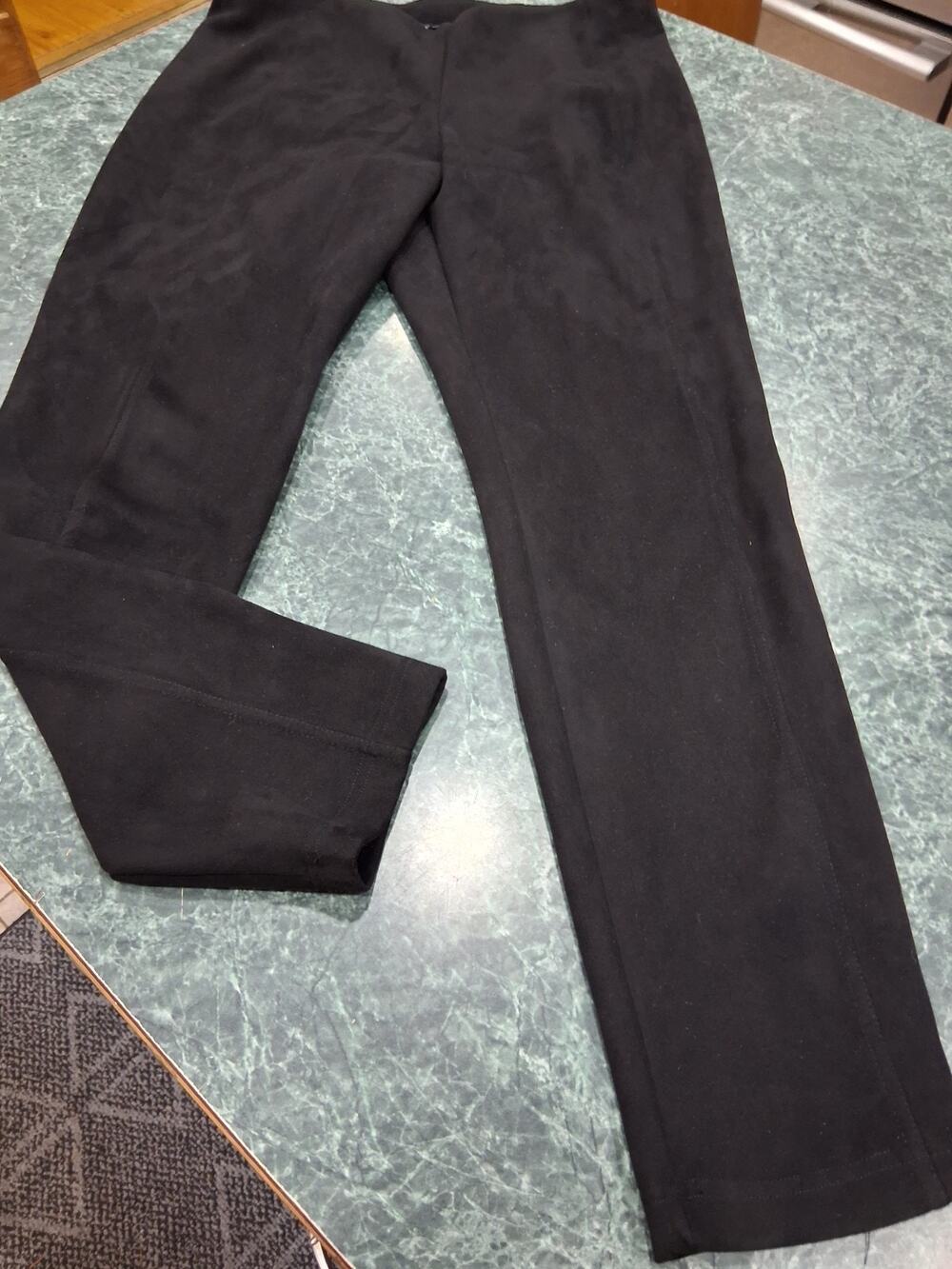 T Tahari Faux Leather Suede Pants Womens SZ L Womens Black Pull On Skinny Lined